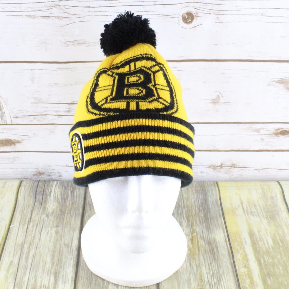 NHL Fan Favorite Bruins Beanie Pom Hat One Size - Picture 2 of 8
